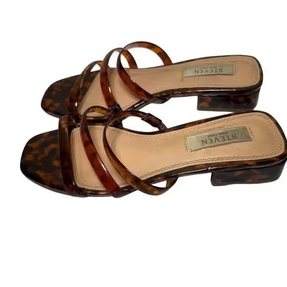 Steven New York Hades Sandal in Tortoise Slide Mini Heel Shoe Women's Size 5.5 - Picture 6 of 13